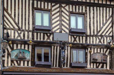 Ahşap çerçeve ev duvar, Honfleur, Fransa