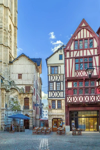 Straat Het Historische Centrum Van Rouen Met Vakwerkhuizen Frankrijk — Stockfoto