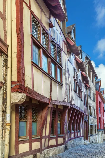 Straat Het Historische Centrum Van Rouen Met Vakwerkhuizen Frankrijk — Stockfoto