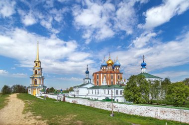 Surlardan Ryazan Kremlin ve Varsayım Katedrali manzarası, Rusya