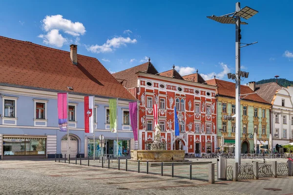 Stora Torget Med Fontän Leoben Österrike — Stockfoto