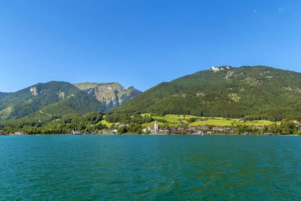 Άποψη Του Wolfgang Από Λίμνη Wolfgangsee Αυστρία — Φωτογραφία Αρχείου