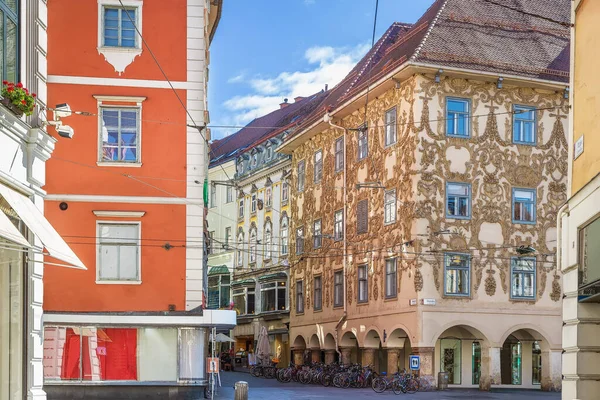 Rua Com Casas Históricas Centro Graz Áustria — Fotografia de Stock