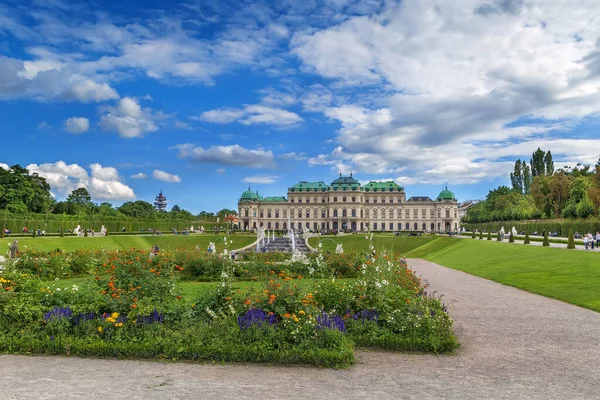 Pohled Zahradu Belvedere Horním Palácem Vídeň Rakousko — Stock fotografie