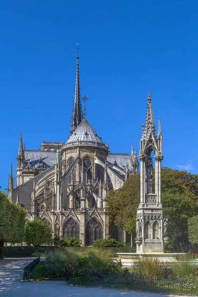 Notre Dame Paris Een Katholieke Kathedraal Parijs Uitzicht Vanaf Apsis — Stockfoto