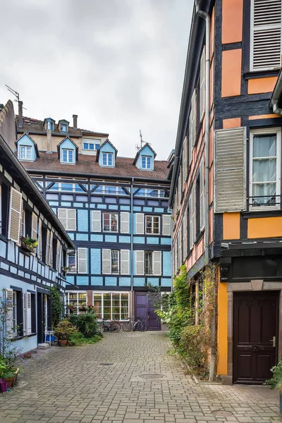 Courtyard Historical Half Timbered Houses Strasbourg City Center Elsace France — стоковое фото