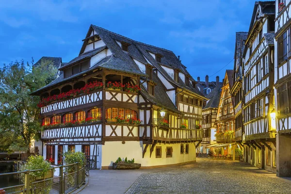 Straße Mit Historischen Fachwerkhäusern Viertel Petite France Mit Maison Des — Stockfoto