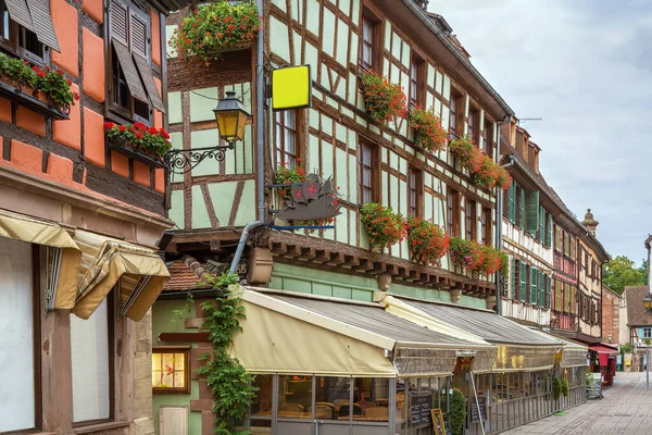 Rua Com Casas Históricas Obernai Alsácia França — Fotografia de Stock