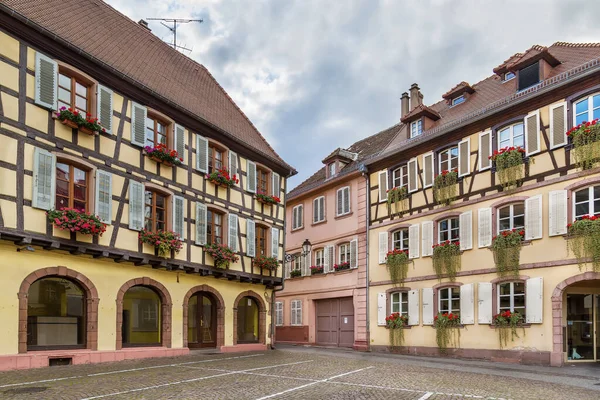 Street Historical Houses Ribeauville Alsace France — Stock Photo, Image