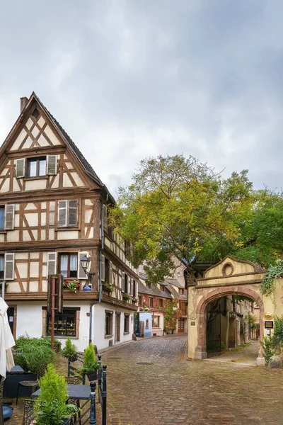 Kaysersberg Alsace Fransa Tarihi Yarı Keresteli Evleri Olan Bir Cadde — Stok fotoğraf