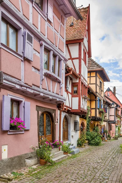 Malerische Historische Straße Eguisheim Elsass Frankreich — Stockfoto