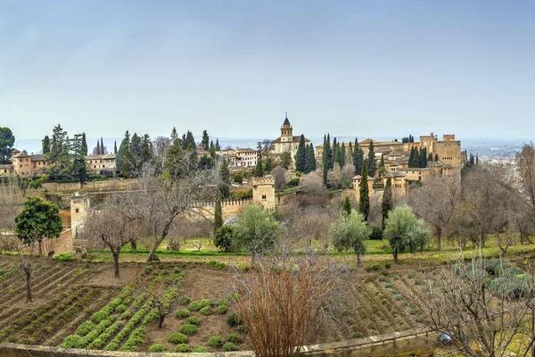 Vista Alhambra Desde Los Jardines Del Generalife Granada España — Foto de Stock