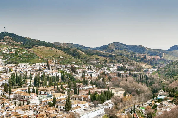 Vista Cidade Granada Partir Fortaleza Alcazaba Espanha — Fotografia de Stock