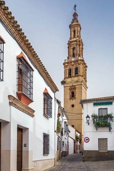 Rua Centro Histórico Ecija Com Sino Torre Andaluzia Espanha — Fotografia de Stock