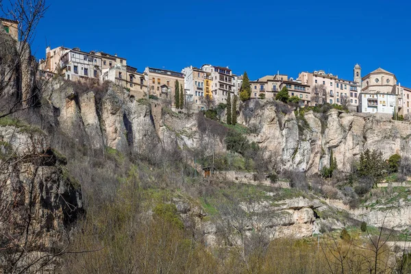 Άποψη Του Ιστορικού Κέντρου Cuenca Βράχους Από Φαράγγι Του Ποταμού — Φωτογραφία Αρχείου
