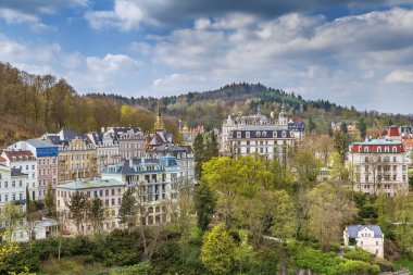 Görünümü, tarihi merkezi, Karlovy Vary Hill, Çek Cumhuriyeti