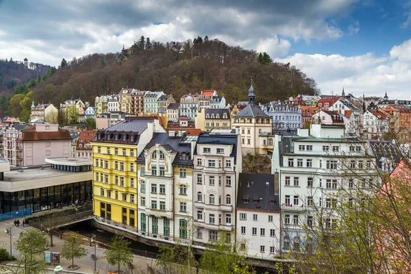 Uitzicht Het Historische Centrum Van Karlovy Vary Vanaf Heuvel Tsjechië — Stockfoto