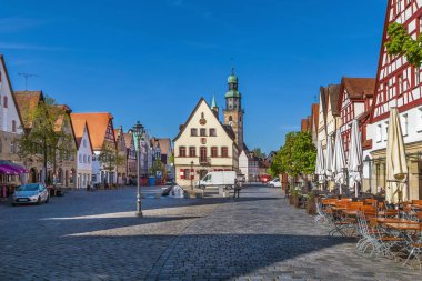 Lauf an der Pegnitz 'deki pazar meydanı, Bavyera, Almanya