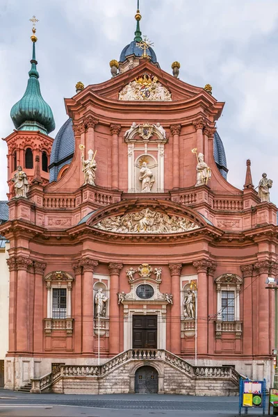 Barokke Gevel Van Neumunsterkerk Wurzburg Duitsland — Stockfoto
