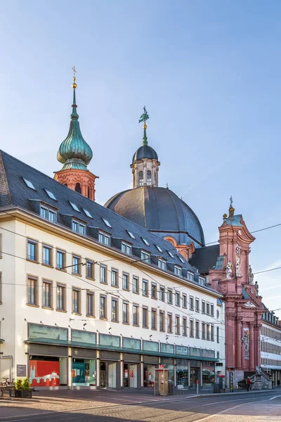 Barock Neumunster Kyrka Wurzburg Ity Centet Tyskland — Stockfoto