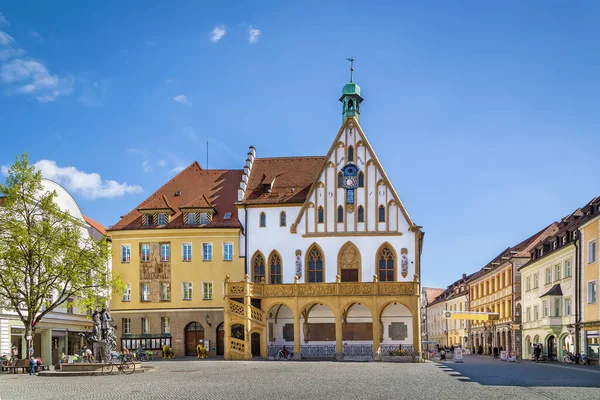 Gotická Radnice Tržním Náměstí Ambergu Německo — Stock fotografie