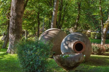 Big kvevri in garden in Kakheti, Georgia