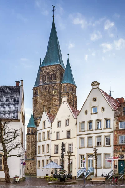 Praça Histórica Mercado Com Igreja São Lourenço Warendorf Alemanha — Fotografia de Stock