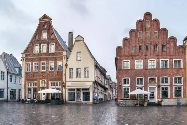 Историческая Рыночная Площадь Красивыми Домами Варендорф Германия — стоковое фото