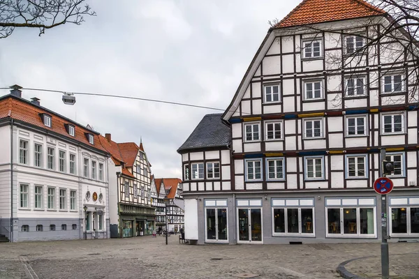 Soest Almanya Yarı Keresteli Evleri Olan Bir Sokak — Stok fotoğraf