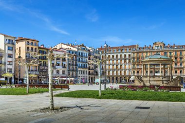 Castle Square (Plaza del Castillo) is main square in Pamplona, Navarre, Spain clipart