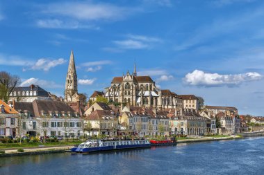 View of Abbey of Saint-Germain from Yonne river, Auxerre, France clipart