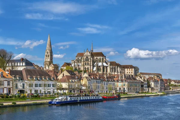 Vista Abadía Saint Germain Desde Río Yonne Auxerre Francia — Foto de Stock