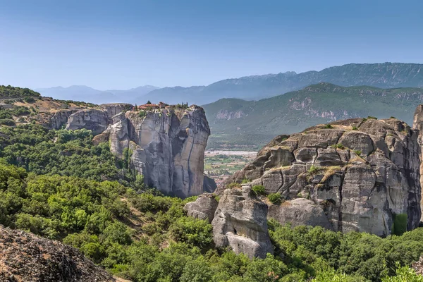 Krajobraz Skałami Klasztorem Meteorze Grecja — Zdjęcie stockowe
