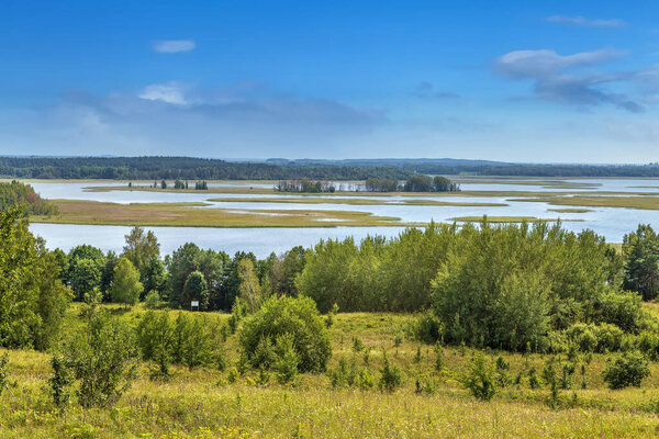 Landscape with lake Strusta in Braslaw district, Belarus