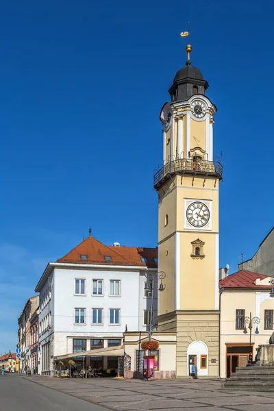 Óratorony Szlovák Nemzeti Felkelés Téren Besztercebányán Szlovákia — Stock Fotó