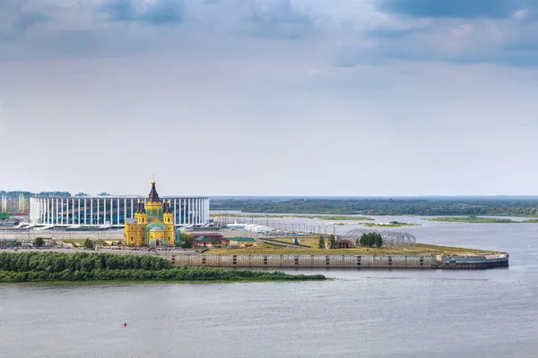 Vista Confluência Dos Rios Oka Volga Nizhny Novgorod Rússia — Fotografia de Stock