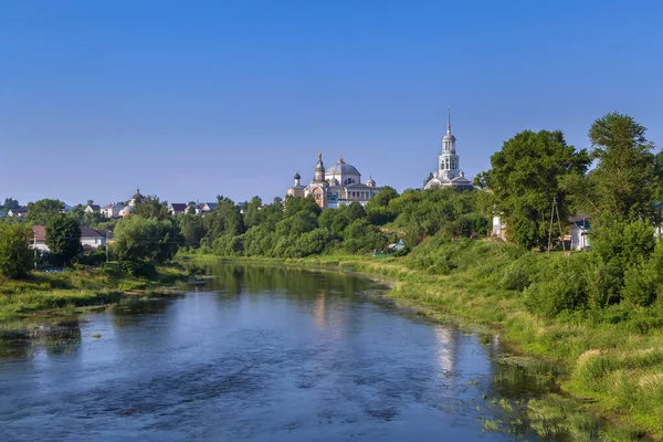 Blick Auf Das Borisoglebsky Kloster Vom Fluss Twerza Torzhok Russland — Stockfoto