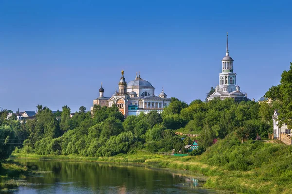 Tvertsa Nehri Torzhok Rusya Dan Borisoglebsky Manastırı — Stok fotoğraf