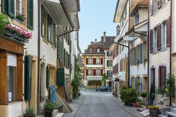 Calle en Murten,, Suiza — Foto de Stock