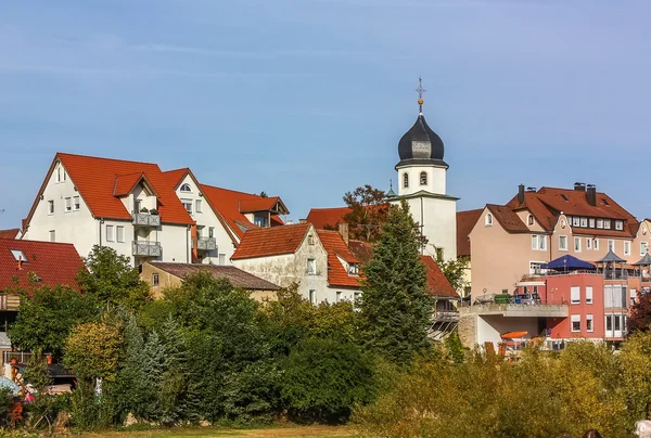 Città sulle rive del fiume, Germania — Foto Stock