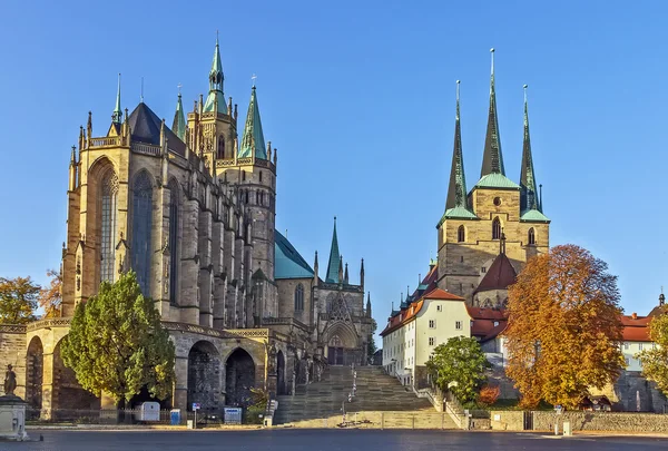 爱尔福特大教堂和 severikirche，德国 免版税图库照片