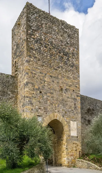 Portão na parede, Monteriggioni, Itália — Fotografia de Stock