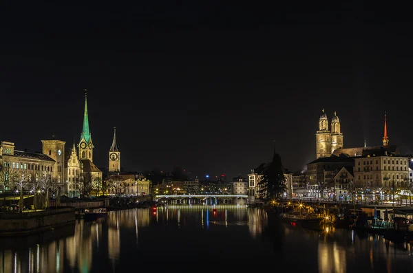 Limmat river in evening, Zurich — Stock Photo, Image