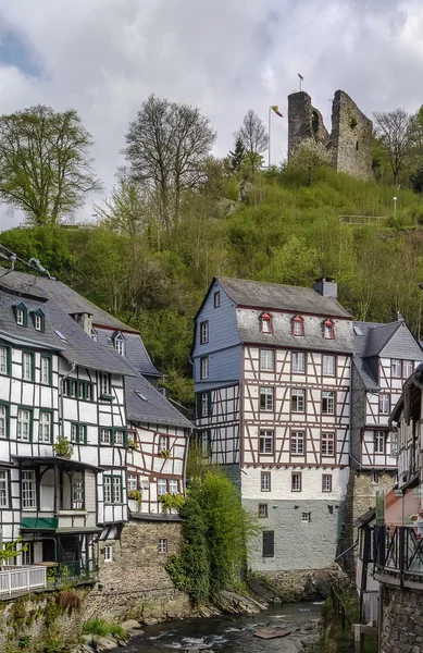 Houses along the Rur river, Monschau, Germany — Stock Photo, Image