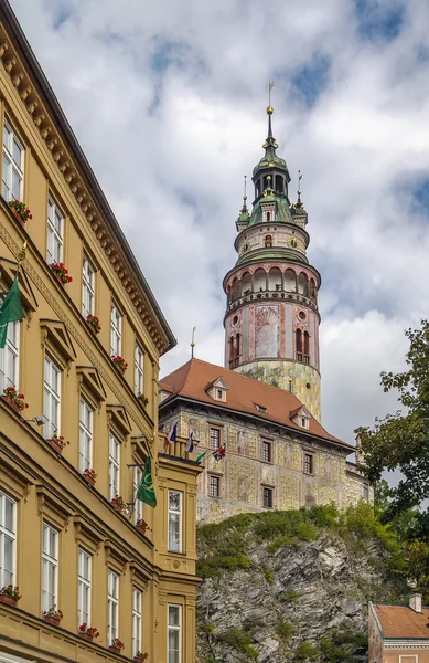 Cesky Krumlov slott tower, Tjeckien — Stockfoto