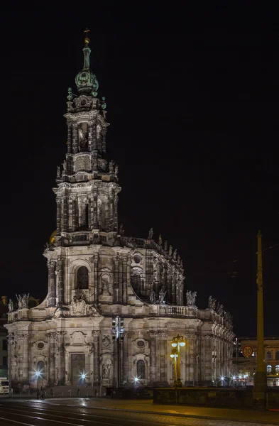 Catedral de Dresde Por la noche, Alemania —  Fotos de Stock