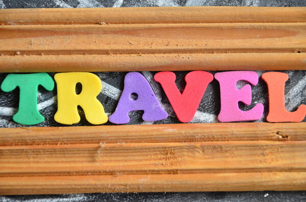 Travel word on a abstract colorful background