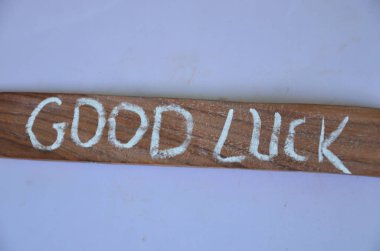 good luck written on a chalk board