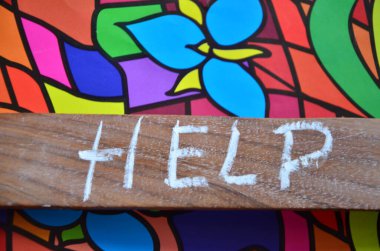 help word written on abstract colorful background