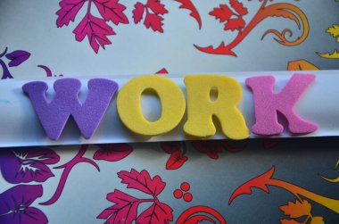 renkli bir arka plan üzerinde iş sözcük